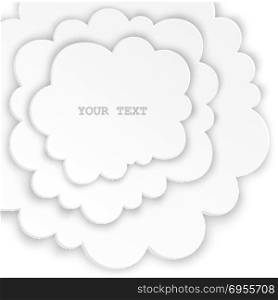 White clouds. The composition of layering clouds with space for messages. White isolated design element
