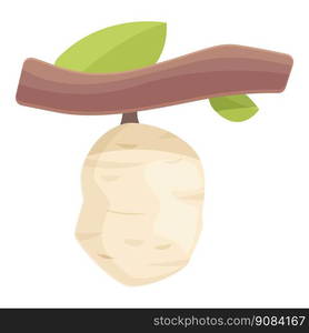 Tree cocoon icon cartoon vector. Natural silk. Leaf life. Tree cocoon ...