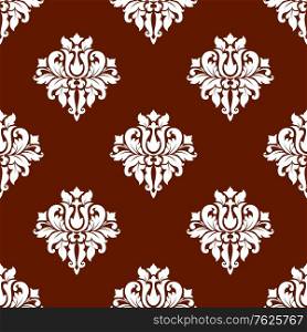 White colored floral seamless pattern in damask style suitable for wallpaper, tiles and fabric design