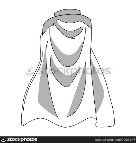 White Colorful Cloak isolated on white background. Cartoon Cape, Mantle. Vector Illustration for Your Design, Game, Card.