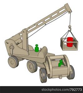 White construction vehicles toy, illustration, vector on white background.