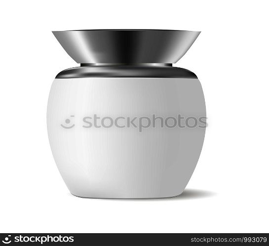 White cosmetics cream jar mockup template. Vector illusrtation of realistic container. EPS 10.. White cosmetics cream jar mockup template. Vector