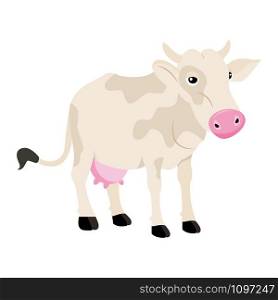 White cow. Indian white holy cow. vector illustration