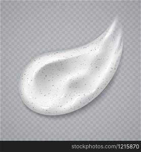 White cream or scrub smear isolated on a transparent background. Realistic cosmetic beauty skincare product sample. Moisturizing lotion. Vector illustration.. White cream or scrub smear isolated on a transparent background. Realistic cosmetic beauty skincare product sample.