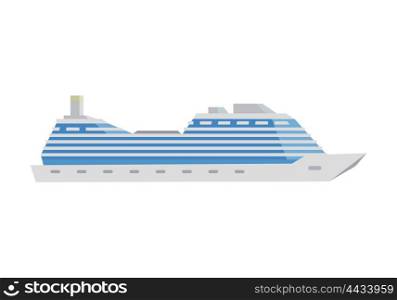 White Cruise Boat. White cruise boat icon in flat style isolated on white background. Vector illustration