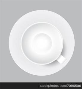 White Cup Mug Top View. Vector Illustration