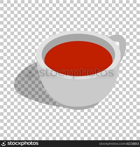 White cup of tea isometric icon 3d on a transparent background vector illustration. White cup of tea isometric icon