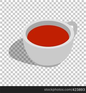 White cup of tea isometric icon 3d on a transparent background vector illustration. White cup of tea isometric icon