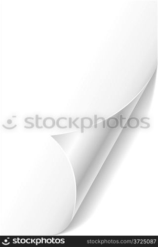 White curled paper page corner template.