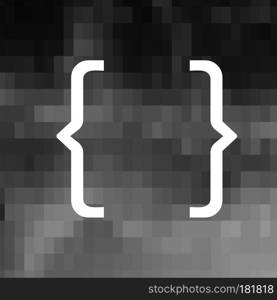 White Curly Bracket Icon on Grey Background. White Curly Bracket Icon