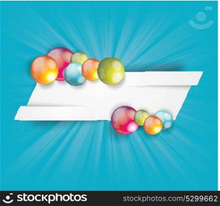 White cut banner with bright glossy balls.