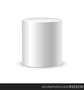 White cylinder on white background isolated. 3d object cylinder container design template.. White cylinder on white background isolated. 3d object cylinder container design template