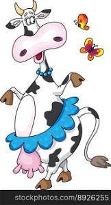 White dancing cow vector image