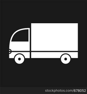 white delivery truck icon on a black background. delivery truck icon
