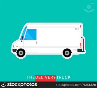 White delivery truck isolated. Delivery van. Service vehicle bus. Commercial delivery cargo truck. Vector illustration. Delivery truck isolated