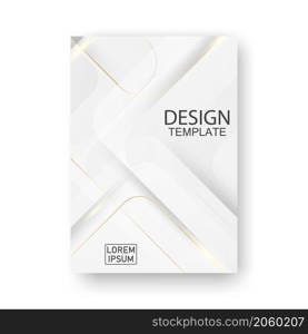 White design template decorated with black letters and golden lines. For brochure covers, flyers, posters, layouts, beautiful typography. triangle graphic design