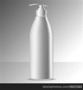 White dispenser bottle. Pump can for cream, shampoo. Realistic 3d Container. Soap jar. White dispenser bottle. Pump can cream, shampoo