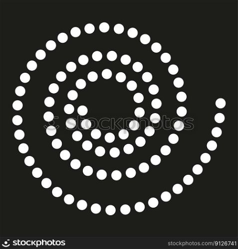 White dots spiral on black background. Layout template. Technology round. Vector illustration. EPS 10.. White dots spiral on black background. Layout template. Technology round. Vector illustration.