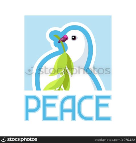 White dove of peace bears olive branch. White dove of peace bears olive branch.