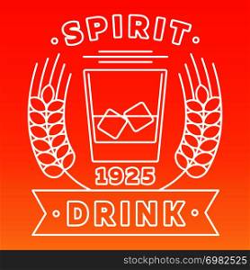 White drinks label or banner on bright backdrop. Vector illustration. White drinks label or banner on bright backdrop