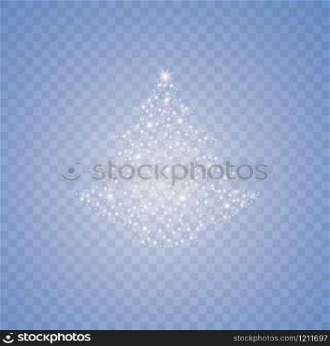 White dust star traces of sparkling particles in the form of a Christmas tree isolated on a transparent background. Magic concept. Christmas. New Year. White dust star traces of sparkling particles in the form of a Christmas tree isolated on a transparent background. Magic concept. Christmas. New Year.