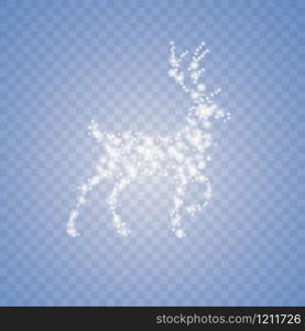 White dust star traces of sparkling particles in the form of a deer isolated on a transparent background. Magic concept. Christmas. New Year. White dust star traces of sparkling particles in the form of a deer isolated on a transparent background. Magic concept. Christmas. New Year.