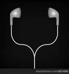 white earphones illustration on a black background. white earphones vector