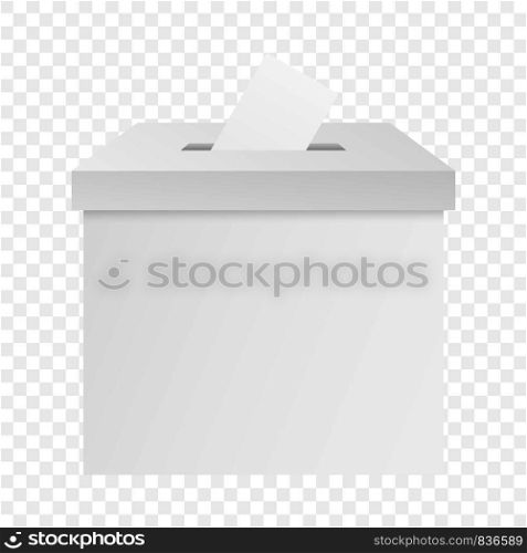 White election box mockup. Realistic illustration of white election box vector mockup for on transparent background. White election box mockup, realistic style