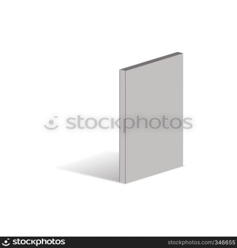 White empty book icon in isometric 3d style isolated on white background. Mock up book. Vertical view. Vertical book icon, isometric 3d style