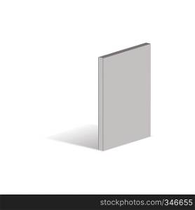 White empty book icon in isometric 3d style isolated on white background. Mock up book. Vertical view. Vertical book icon, isometric 3d style