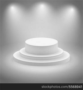 White empty illuminated stage podium vector illustration