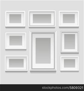 White empty realistic art picture frames set isolated vector illustration. White Frames Set
