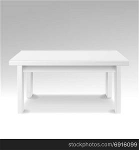 White Empty Square Table. Isolated Furniture, Platform. Realistic Vector Illustration.. White Empty Square Table. Isolated Furniture, Platform Realistic
