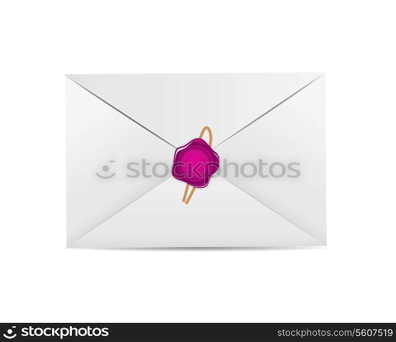 White Envelope Icon with Wax Seal Vector Illustration