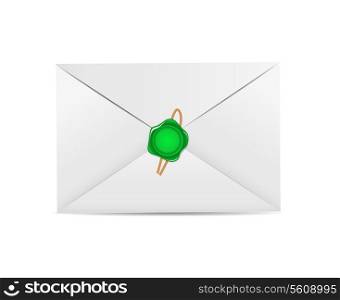 White Envelope Icon with Wax Seal Vector Illustration