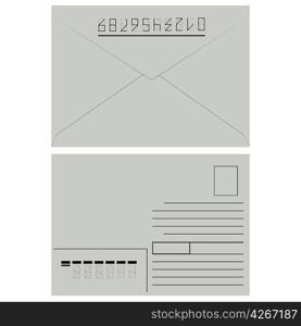 White envelope with stamp. Vector illustration.