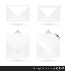 White envelopes with shadow with letter and page curl