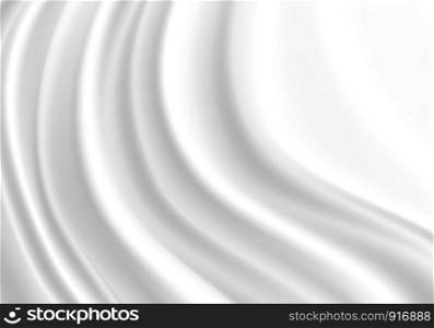White fabric satin wave background texture vector illustration.