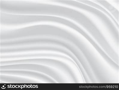 White fabric satin wave background texture vector illustration.