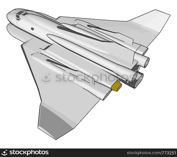 White fantasy space shuttle vector illustration on white background