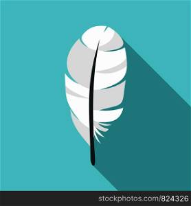 White feather icon. Flat illustration of white feather vector icon for web design. White feather icon, flat style