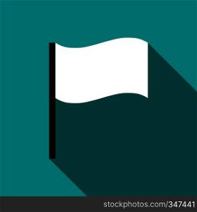 White flag icon in flat style on a turquoise background. White flag icon, flat style