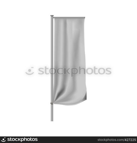 White flag waving on the wind on a white background. White flag waving on the wind
