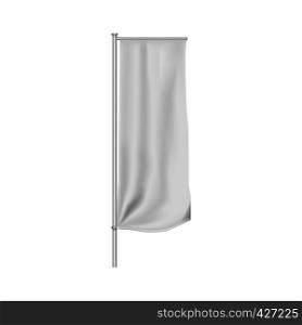 White flag waving on the wind on a white background. White flag waving on the wind