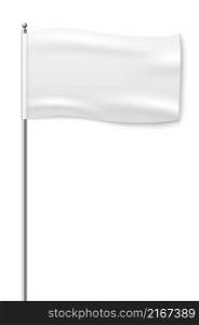 White flag waving. Realistic ad banner mockup isolated on white background. White flag waving. Realistic ad banner mockup