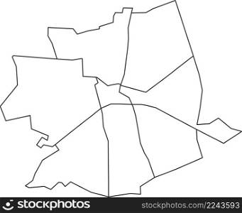 White flat blank vector administrative map of APELDOORN, NETHERLANDS with black border lines of its districts