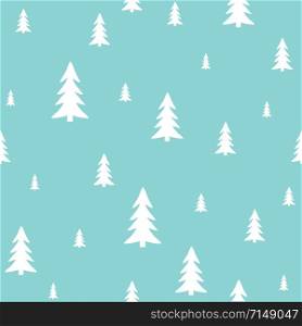 White forest on a blue background.Holiday pattern, Christmas decoration.