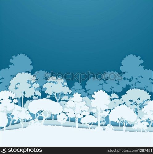 white forest trees landscape background vector illustration EPS10