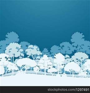 white forest trees landscape background vector illustration EPS10