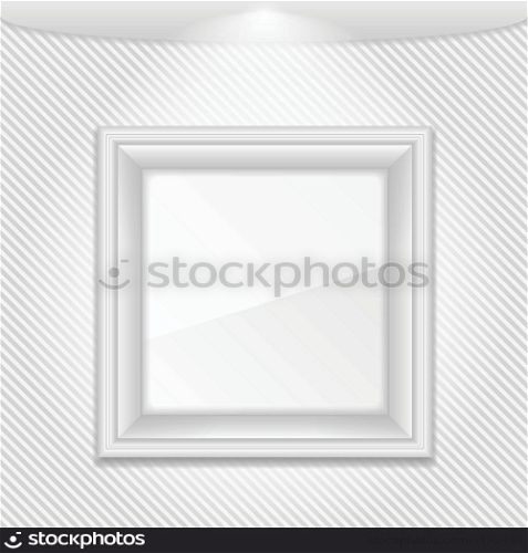 White frame on a striped wall